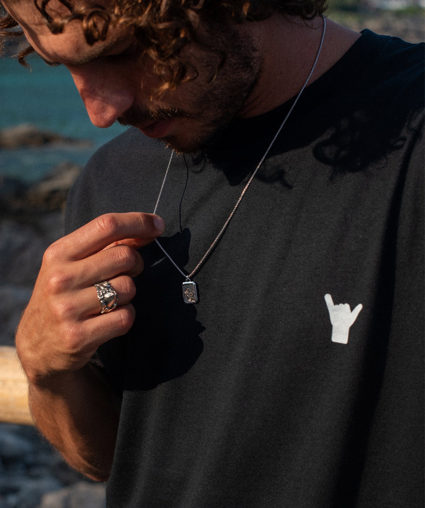 Oahu Wave Dog Tag Necklace