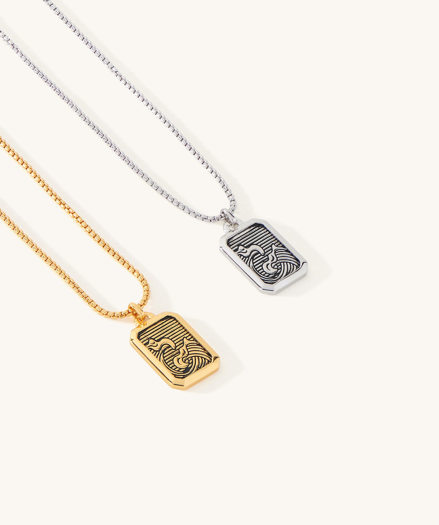 Oahu Wave Dog Tag Necklace