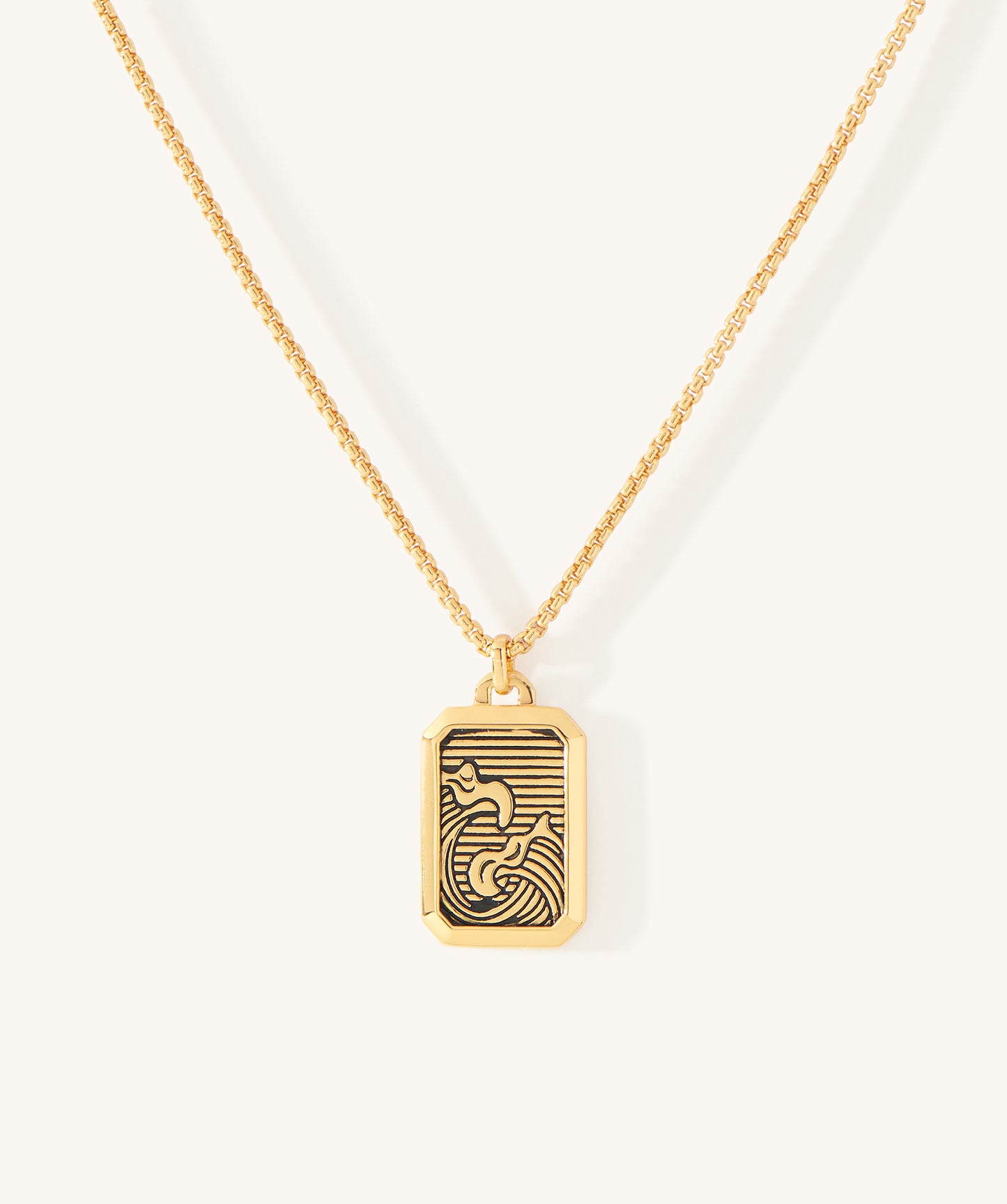 Oahu Wave Dog Tag Necklace