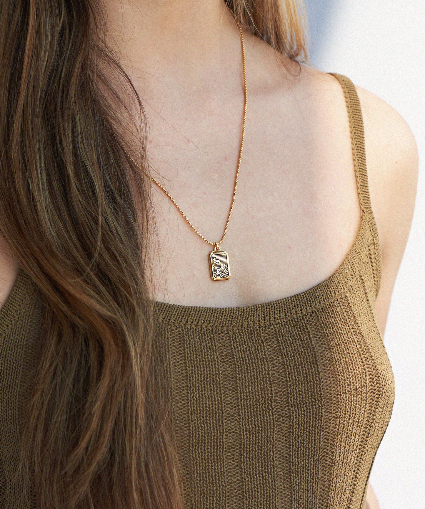 Oahu Wave Dog Tag Necklace