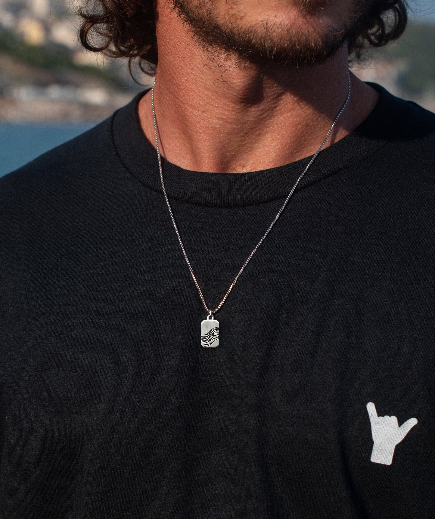 Gold Coast Dog Tag Necklace Satin SS