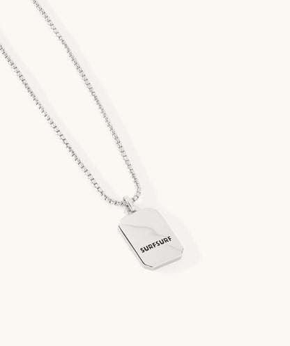 Oahu Wave Dog Tag Necklace SS