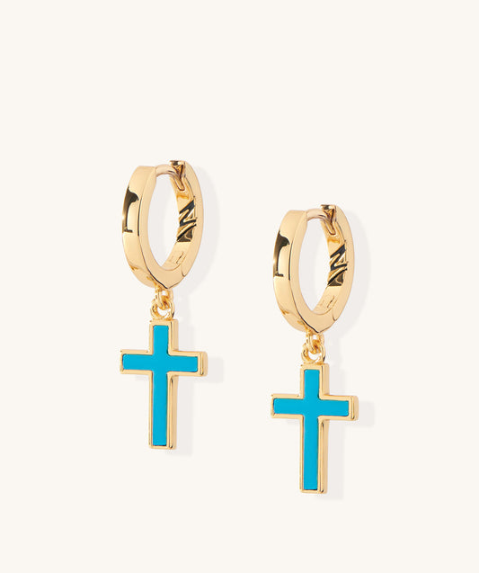 Lazio Turquoise Dangle Cross Earrings
