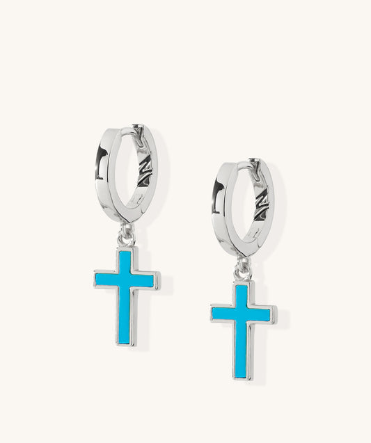 Lazio Turquoise Dangle Cross Earrings